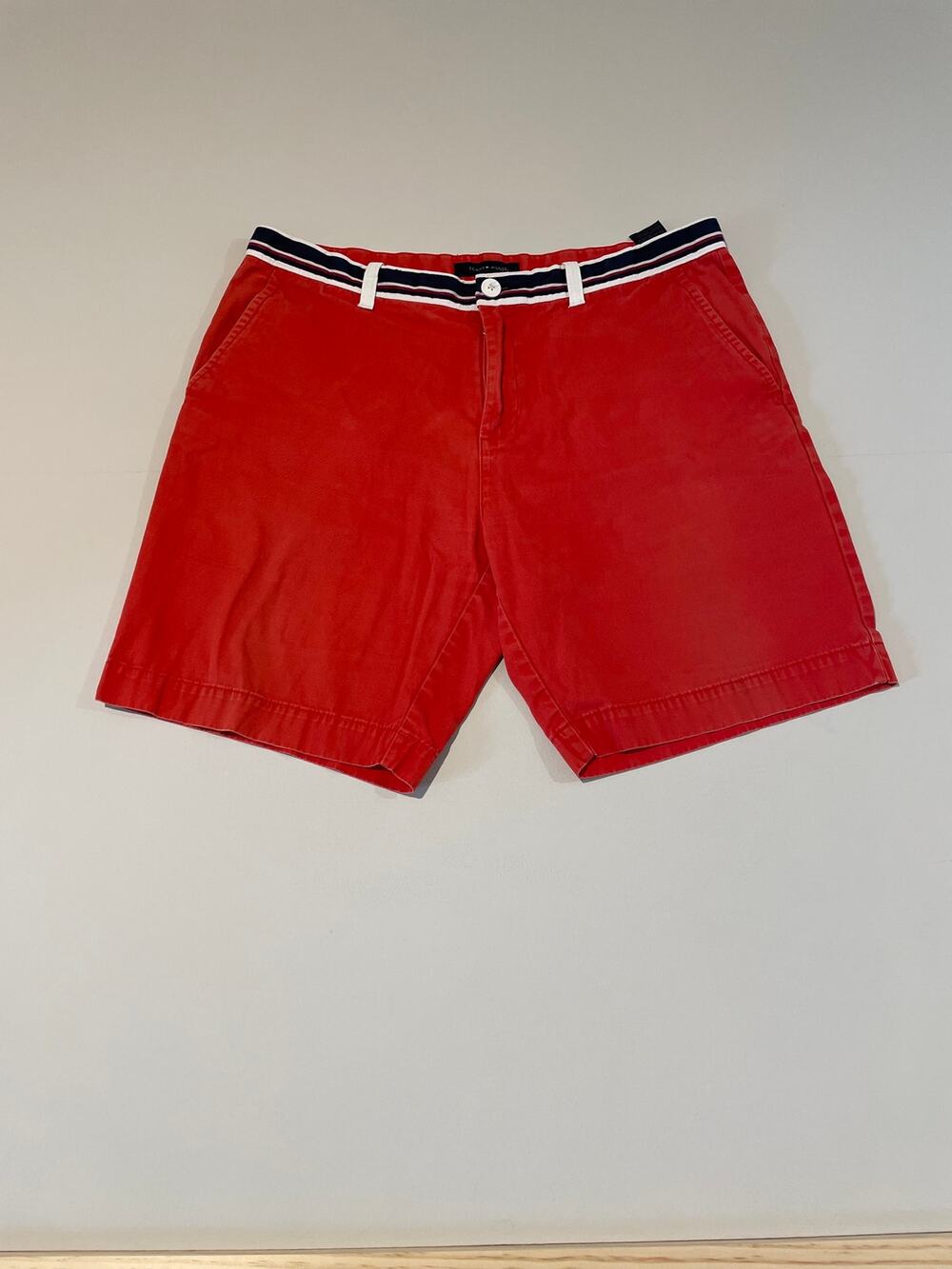 Tommy Hilfiger Bermuda Shorts Size 36 Orange TH Waist Detail Cotton